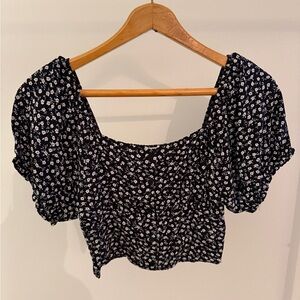 Garage Black and White Floral Blouse